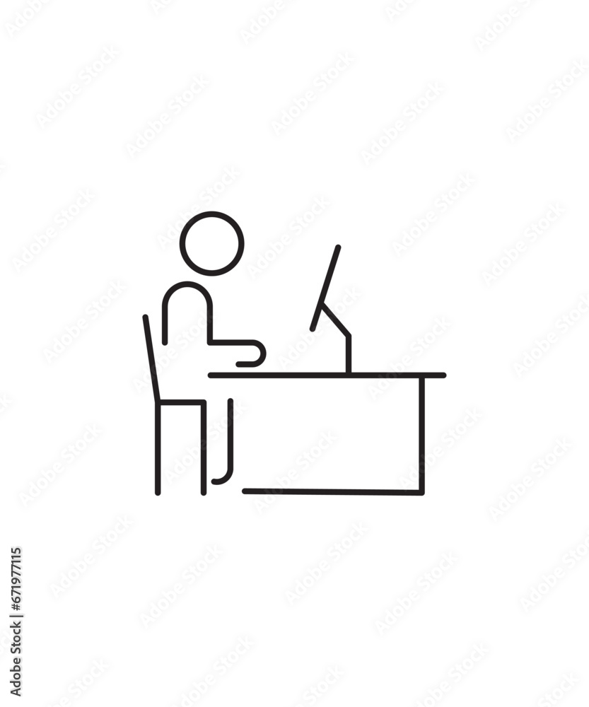 person working on computer icon, vector best line icon.