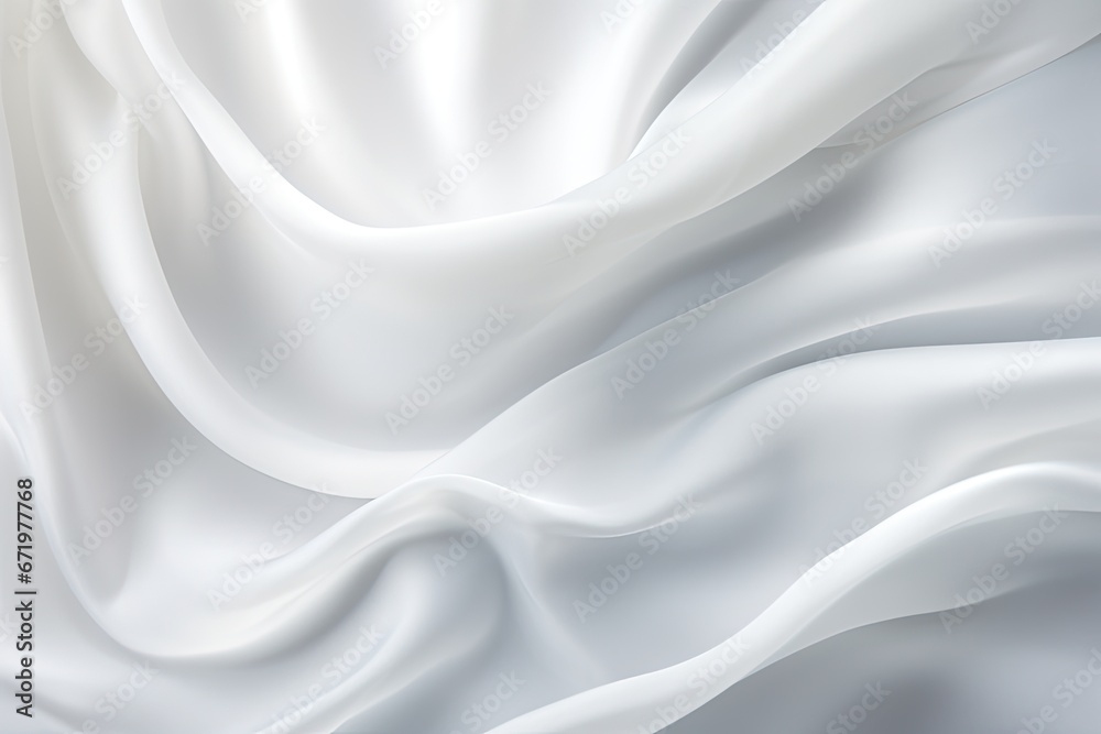 Silk Harmony: Soft Abstract Waves on White Fabric Background