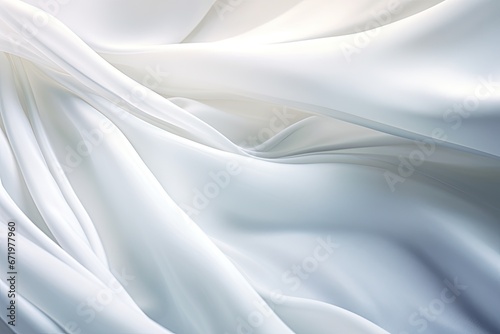 Silken Breeze: Soft Abstract Waves on White Cloth Background