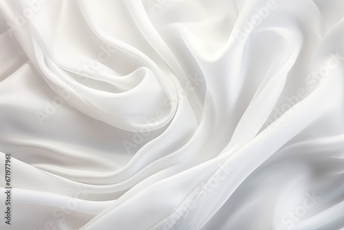 Silken Breeze: Ethereal Waves on a White Cloth Background