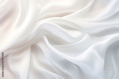 Silken Breeze: Abstract Waves on White Cloth Background