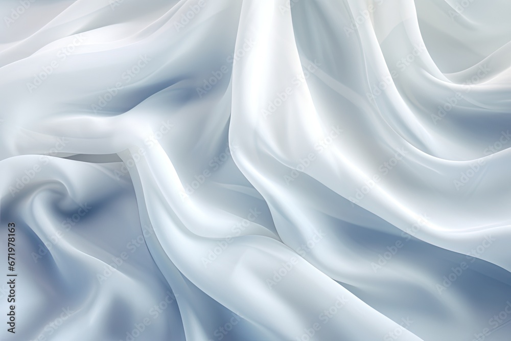 Fototapeta premium Silken Frost: White Cloth Background Abstract with Soft Waves