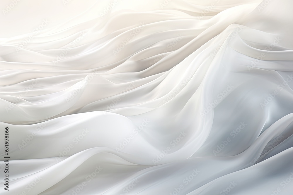 Silken Horizon: Panoramic View of White Silver fabric with Soft Blur Patterns