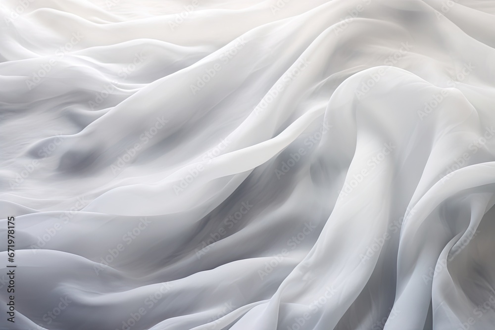 Silken Landscape: White Gray Silk Fabric with Natural Blur