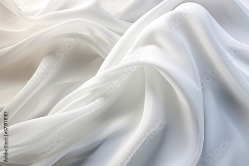 Silken Mirage: Abstract White Fabric Waves