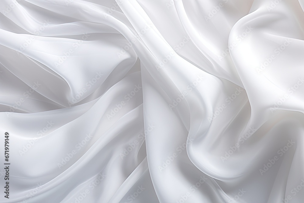 Obraz premium Soft Waves Abstract Texture: White Cloth Background Digital Image