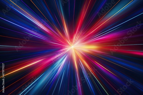 Starburst Stripes: Abstract Dark Background with Colorful Moving Light