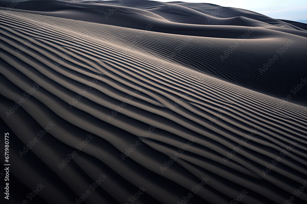 Velvet Dunes: Abstract Black Sand Dune Texture