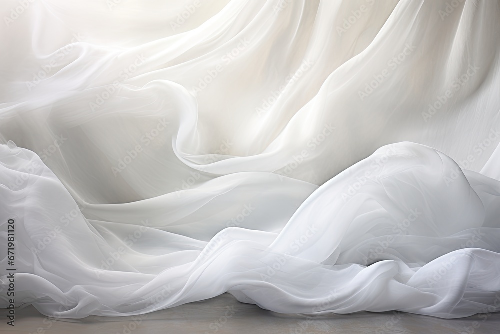 Fototapeta premium Velvet Veils: Soft Waves on a White Cloth Background
