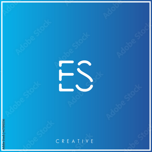 ES Premium Vector latter logo design Creative Logo. Vector Illustration logo. letters Logo. Creative Logo Minimal feminine monogram and logo. drawn wedding herb, elegant leaves. modern design. 