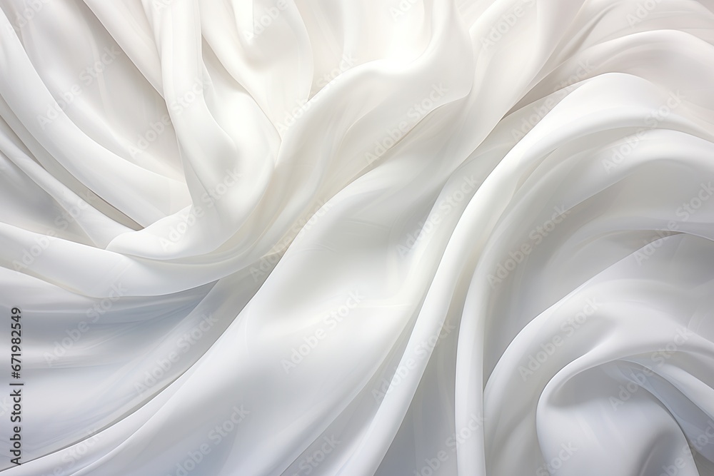 Whispering Waves: Soft Movement on White Cloth Background Whispering Waves: Soft Movement on White Cloth Background