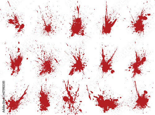 Red blood splatter isolated collection background photo