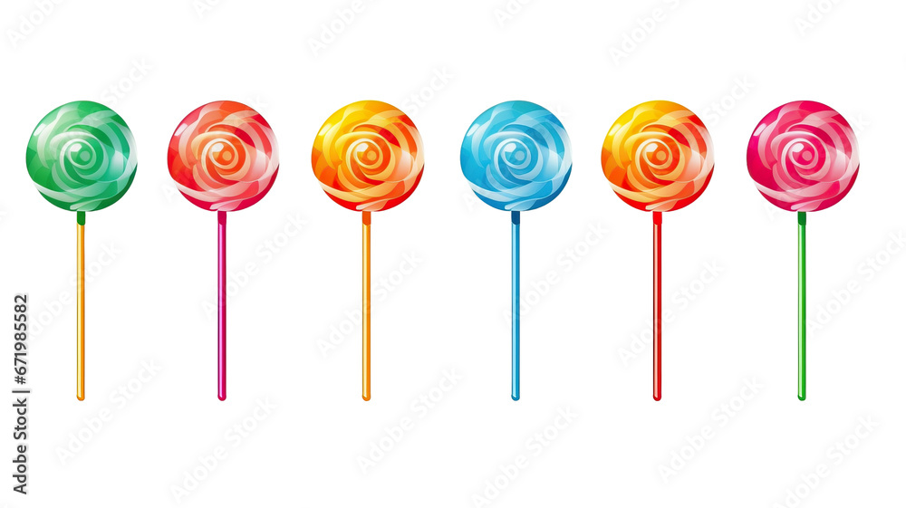 set of colorful lollipops isolated on white background set of colorful lollipops isolated on white background
