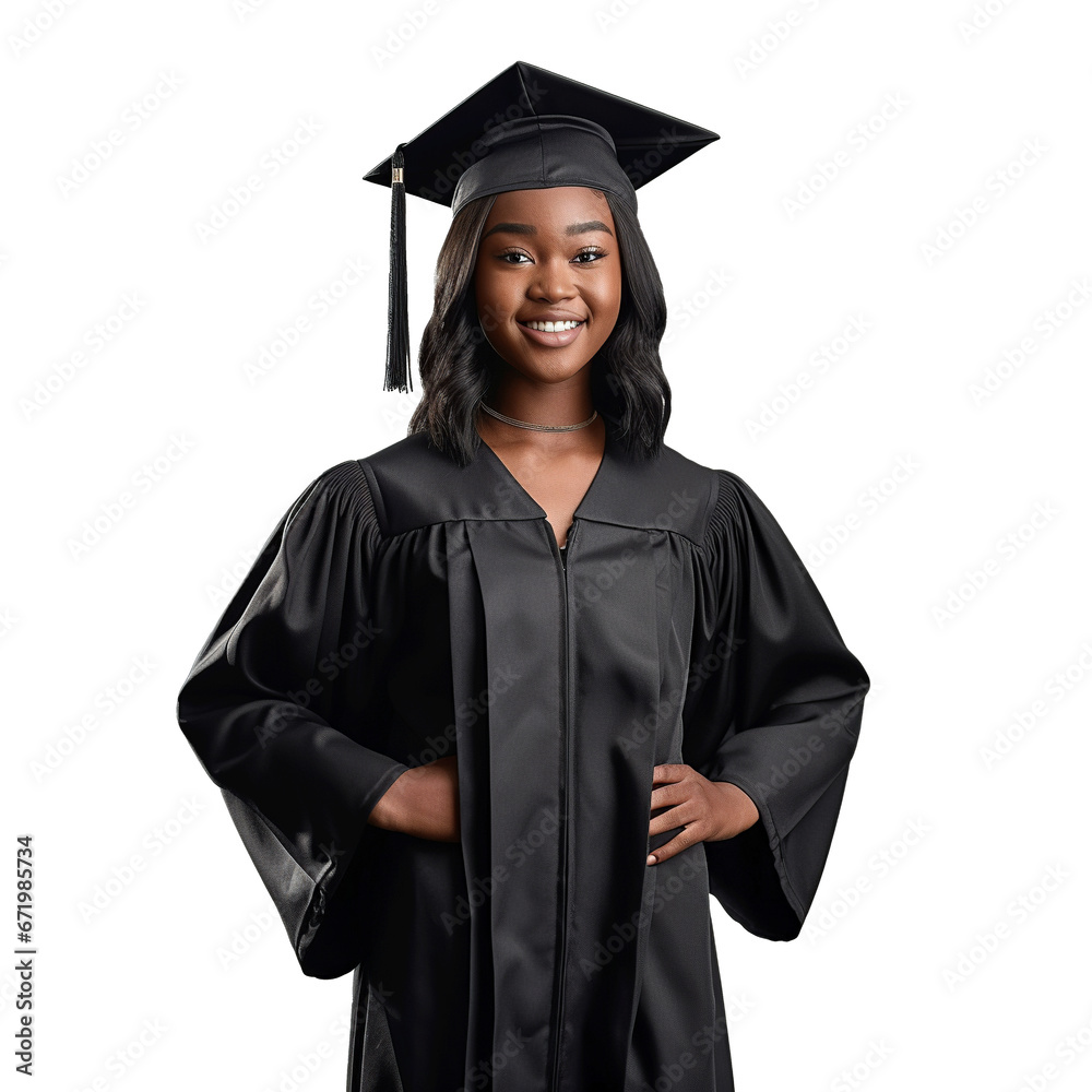 portrait of an african american student graduated from university ...