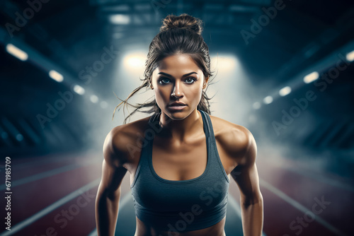 Portrait of a beautiful fitness girl posing in the gym. Fitness concept.