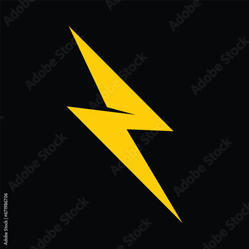 Thunder and Bolt Lighting Flash Icons Set. Flat Style on Dark Background. Vector