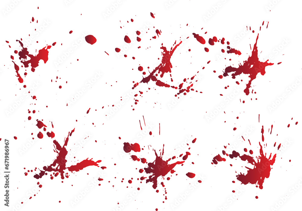 Collection of realistic bloody splatter isolated background - obrazy, fototapety, plakaty 