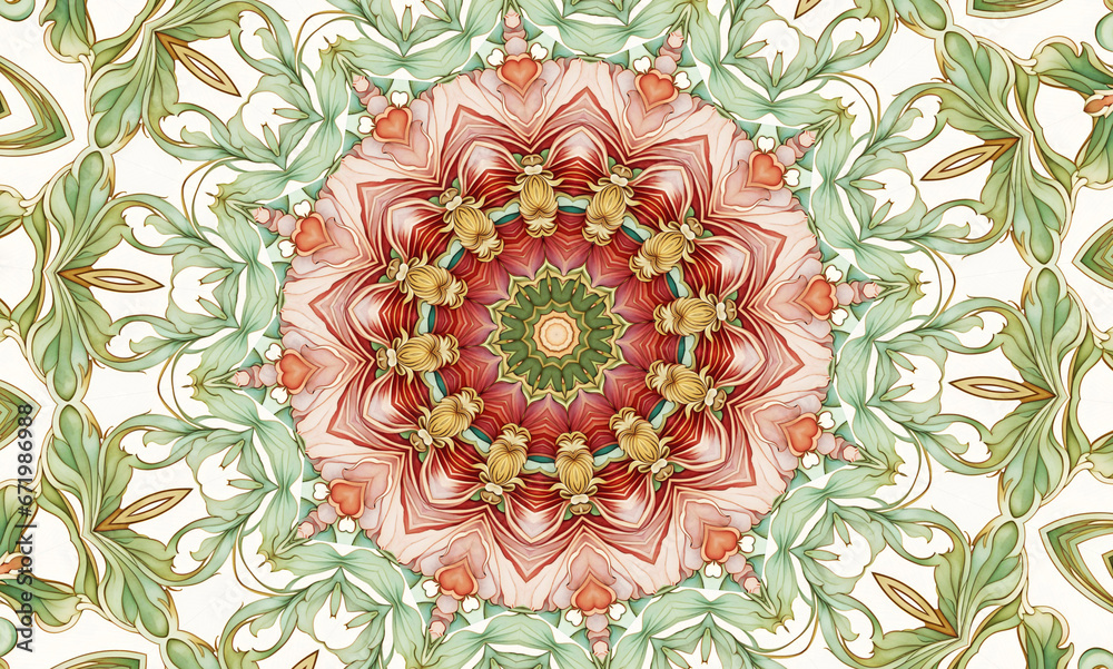 Abstract kaleidoscope background. Beautiful multicolor kaleidoscope texture. Unique mandala design.