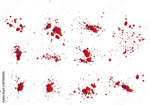 Set of red blood splatter background