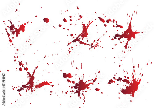 Collection of realistic bloody splatter isolated background