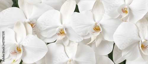 Bunch of white orchid flowers detailed texture background from Generative AI