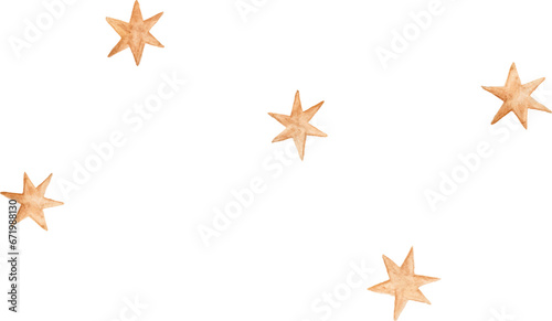 Watercolor golden stars