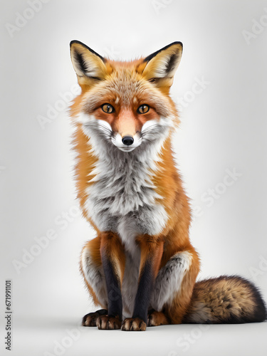 red fox isolated on white