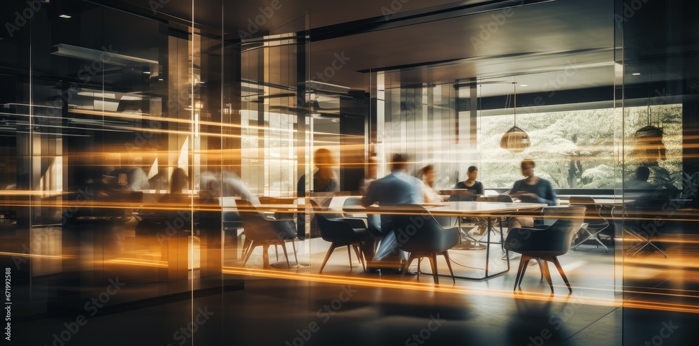 Abstract businesspeople working in the modern office.