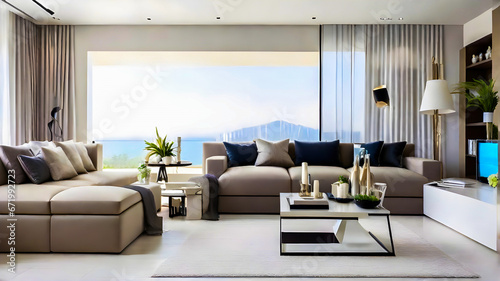 modern living room concept, modern style interior design of modern living room. luxury living room, copy space