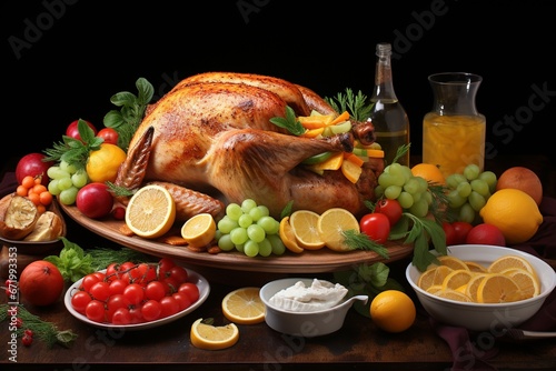 Roasted Thanksgiving Turkey Illustration created with Generative AI
