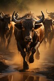 Herd of wildebeests on their migratory journey, Generative AI