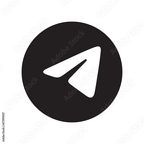 Paperplane icon vector. Telegram logo design. Flat Social Media Sign in circle isolated on white background