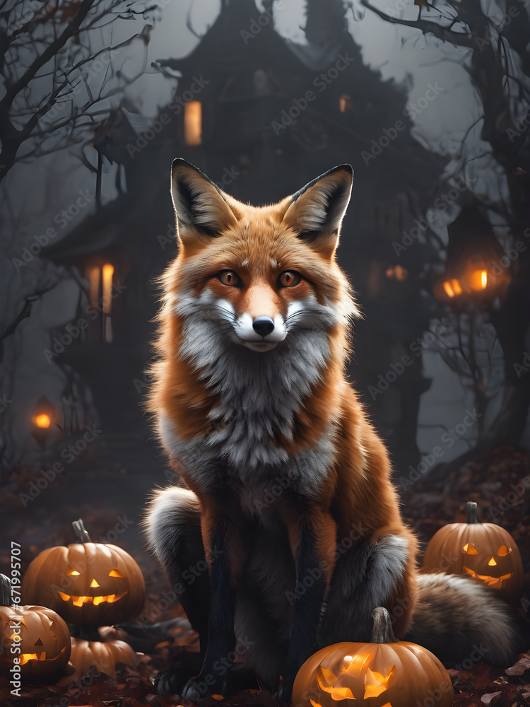 Obraz premium red fox in the night