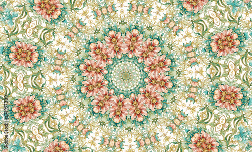 Abstract kaleidoscope background. Beautiful multicolor kaleidoscope texture. Unique mandala design.