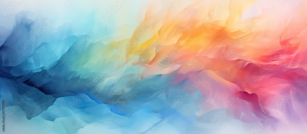 A vibrant and contemporary digital painting showcasing a multicolored gradient brush background with lively and colorful abstract brushstrokes resembling artistic abstract watercolor