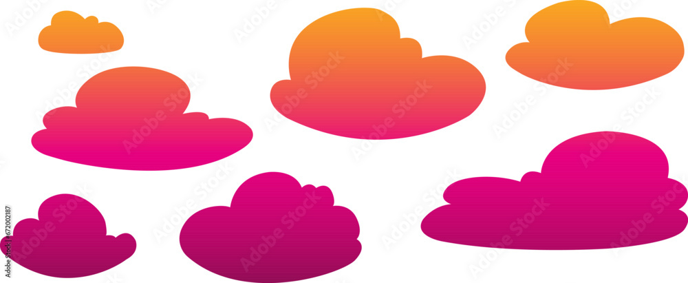 Set of icon sunset clouds. Weather symbols. Vector illustration isolated on white background Set of icon sunset clouds. Weather symbols. Vector illustration isolated on white background