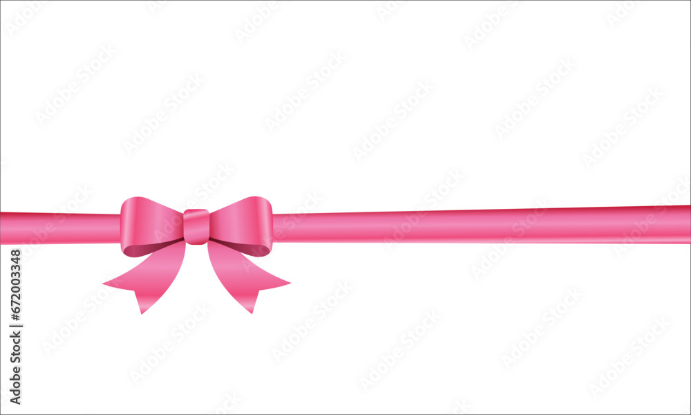 Pink bow and horizontal ribbon realistic shiny satin with shadow for decorate your christmas card or website vector EPS Pink bow and horizontal ribbon realistic shiny satin with shadow for decorate your christmas card or website vector EPS