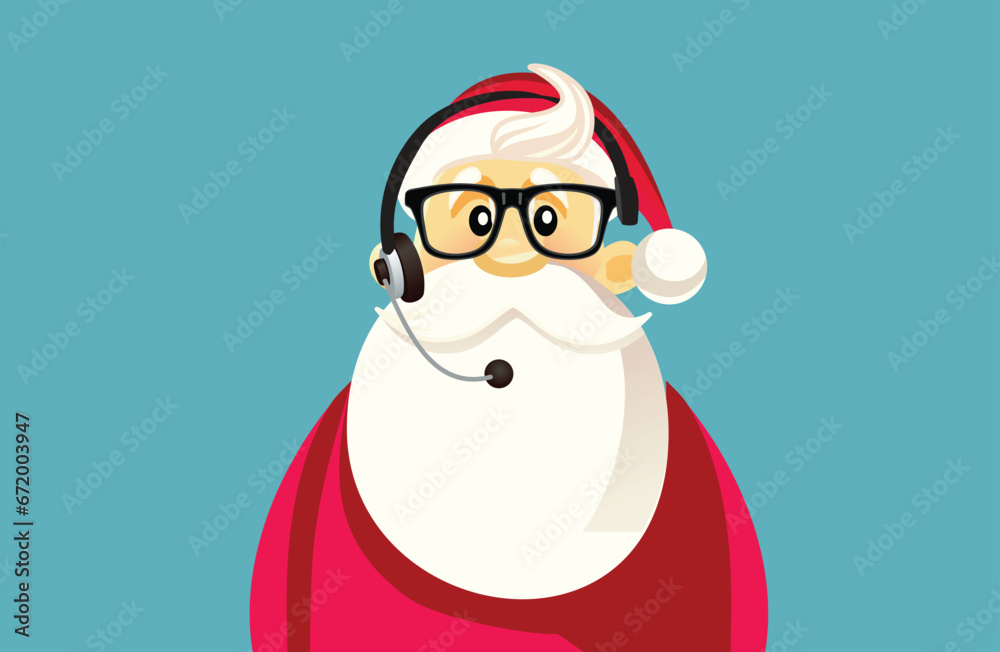 Santa Claus Wearing Headset Working in a Call center Vector Character. Santa working as an operator in customer care holidays service
Santa Claus Wearing Headset Working in a Call center Vector Character. Santa working as an operator in customer care holidays service