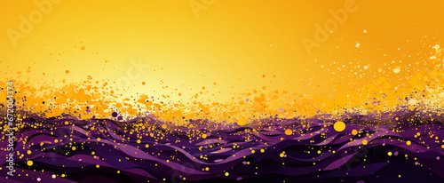Purple abstract and yellow background with brushstroke and halftone style