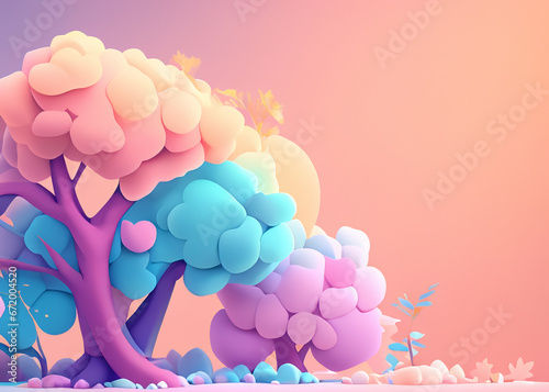 Pastel Trees in a Dreamy Landscape 