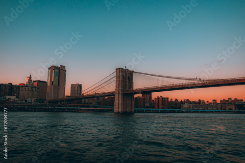 NEW YORK and Brooklin bridge at dusk