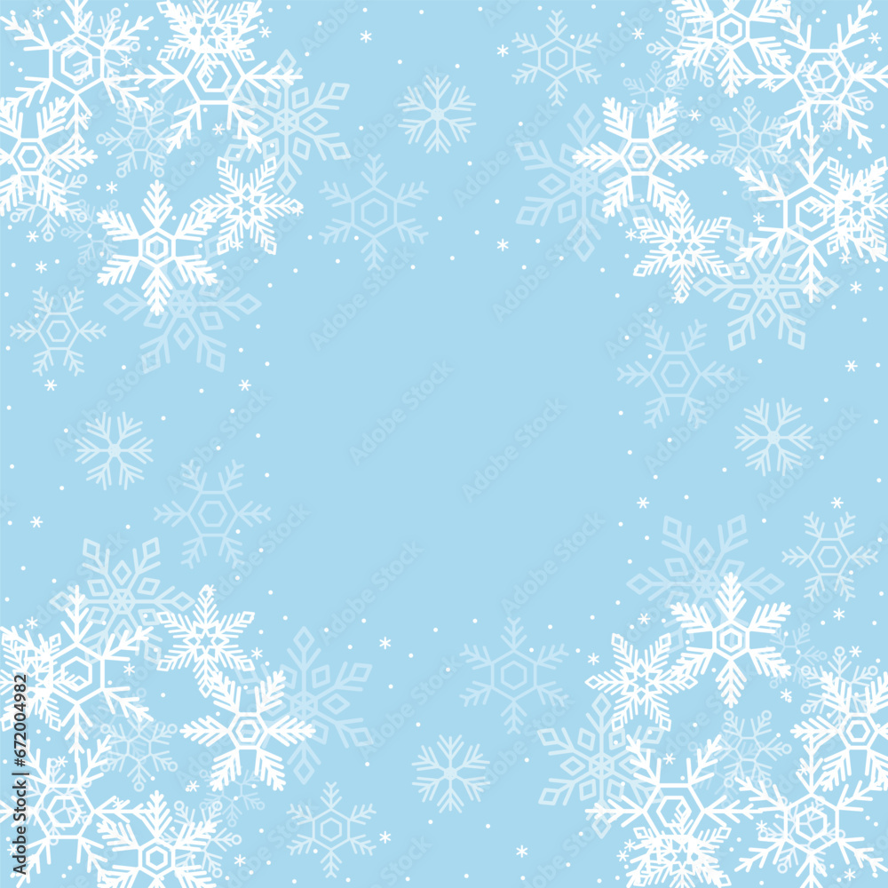 フレーム　雪　冬　背景　シンプル　コピースペース　イラスト素材セット