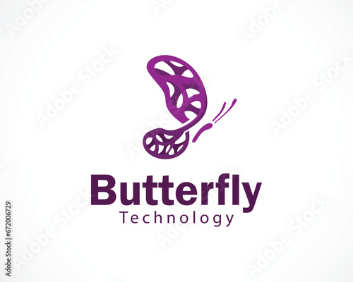 Butterfly logo. Luxury line logotype design. Universal premium butterfly symbol logotype. technology