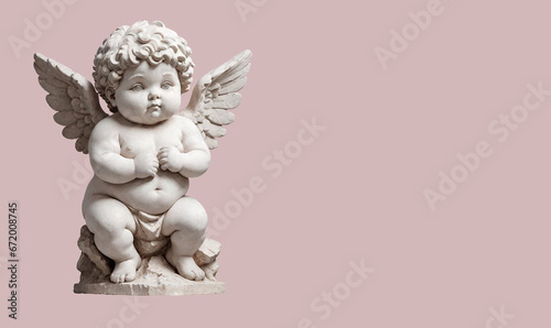 angel cupid sculpture for valentines day Ai generated illustration. © cggold