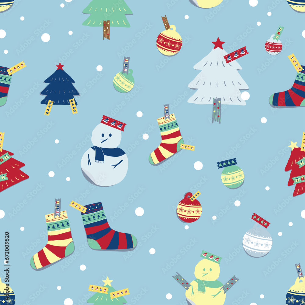 Winter season vector seamless, memo note cute style, Christmas holiday pattern for all design with gift wrap, postcard, textiles, wallpaper, paper, socks, snowman, gift, fir tree, bubble. Winter season vector seamless, memo note cute style, Christmas holiday pattern for all design with gift wrap, postcard, textiles, wallpaper, paper, socks, snowman, gift, fir tree, bubble.