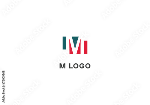 Letter M line logo design. Linear creative minimal monochrome monogram symbol.