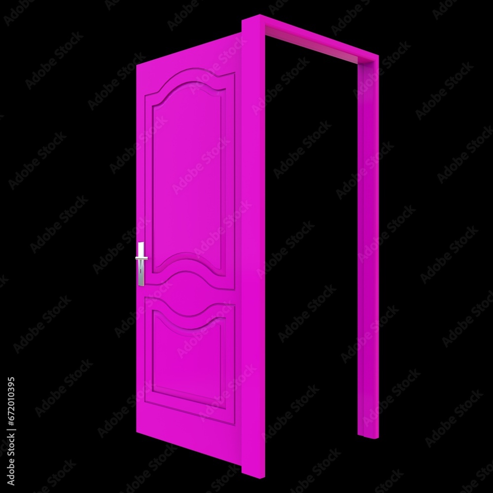 Pink door Wide-Open Doorway in White Background Isolation Pink door Wide-Open Doorway in White Background Isolation