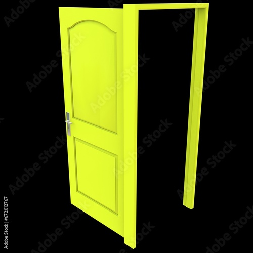 Yellow door Accessible Pathway with Isolated White Setting