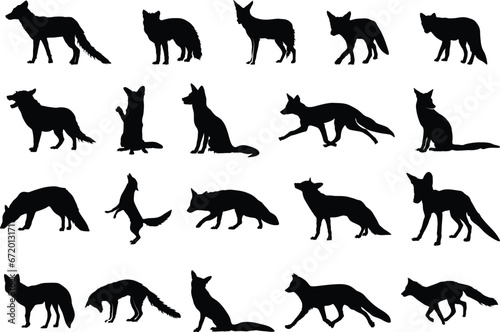 Fox silhouette, Fox clipart, Fox vector illustration, Fox svg, Fox silhouettes