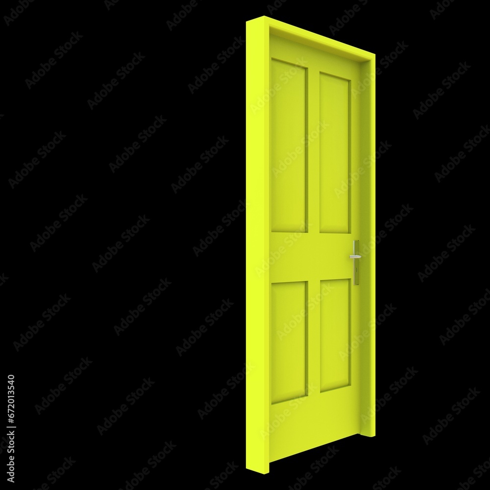 Yellow door Unbarred Doorway on Isolated White Canvas Yellow door Unbarred Doorway on Isolated White Canvas